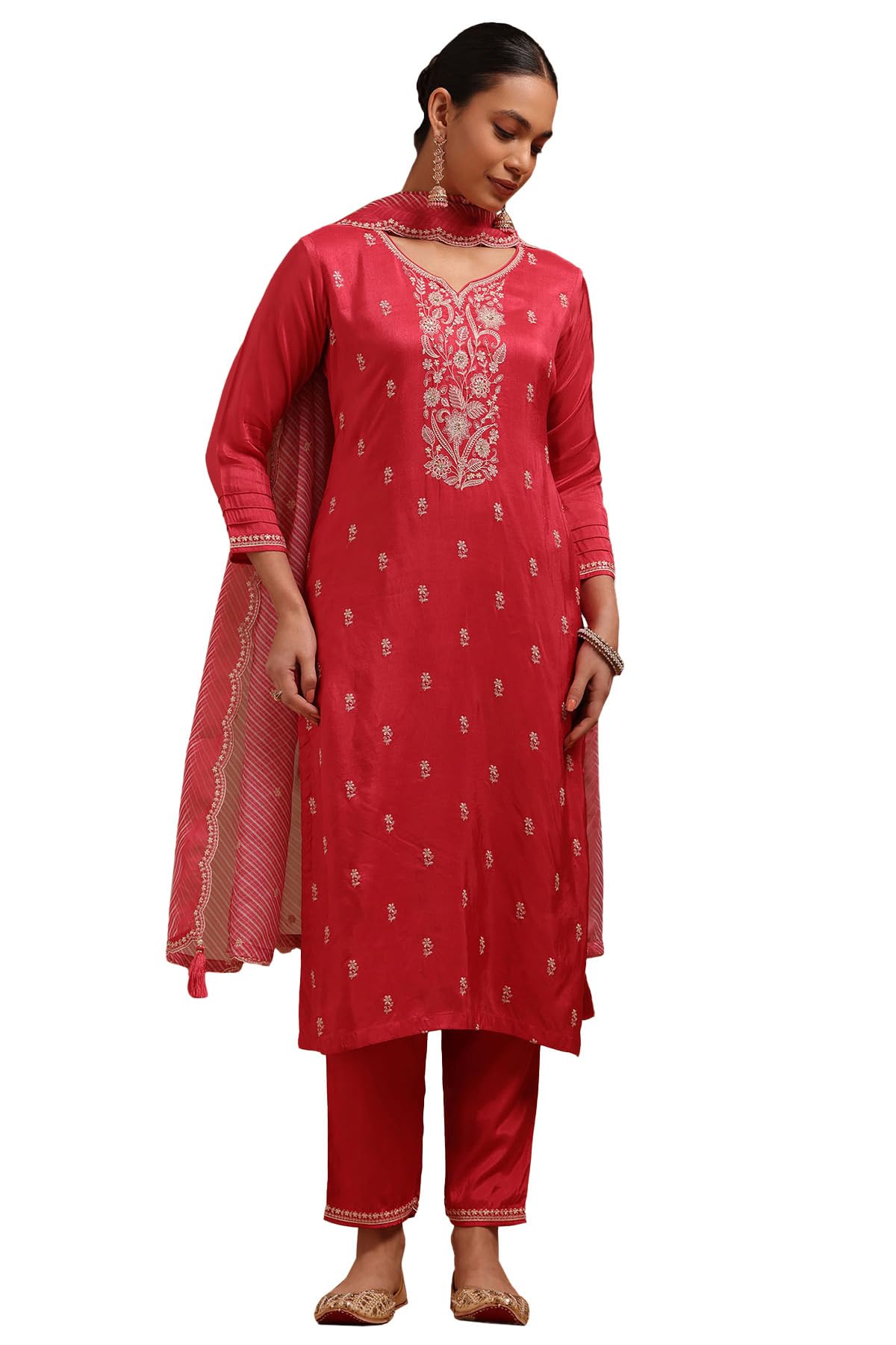 Soch Women Dola Silk Embroidered Suit Set with Zari