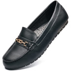 DeYashopin Women's Flats Shoes Leisure Slip On Comfort Boat Shoes PU(Black 10)