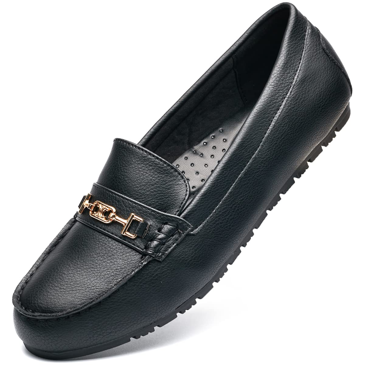 DeYashopin Women's Flats Shoes Leisure Slip On Comfort Boat Shoes PU(Black 10)