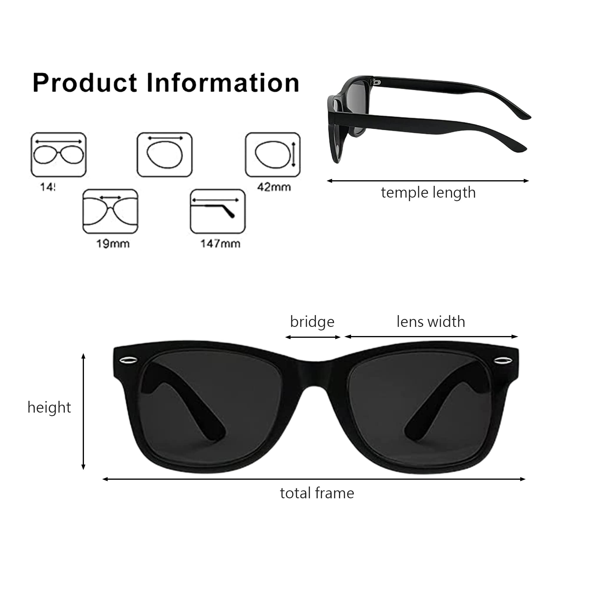 Lxnoap Sunglasses Classic 80s Vintage Style Design (Black Matte, Smoke)