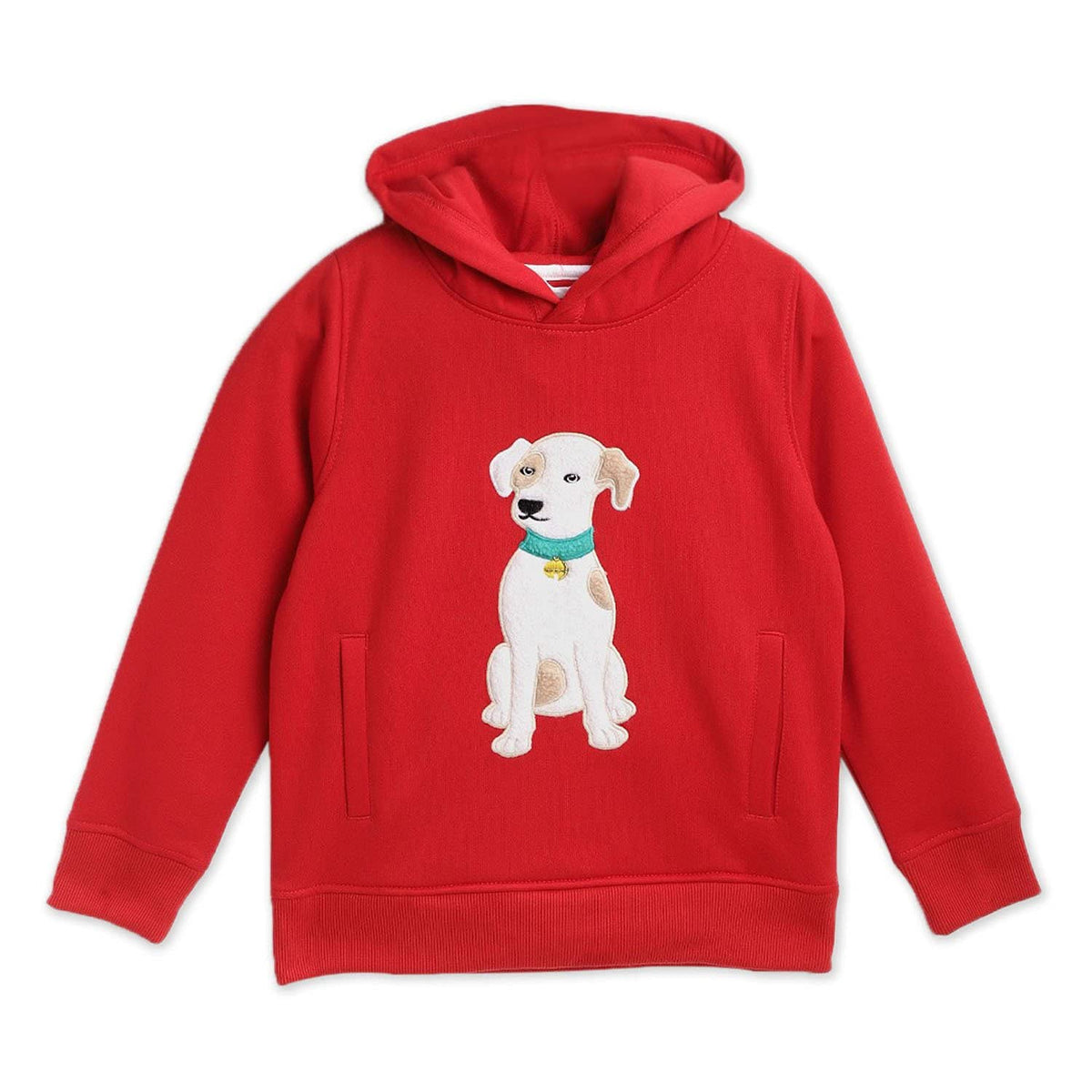 Cherry Crumble Red Applique Cotton Blend Full Sleeves Hooded Casual Wear Regular Fit Applique Winter Sweatshirt for Boys and Gir 18-24