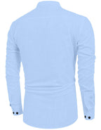 Zartha MenS Regular Fit Solid Pattern Cotton Blend Kurta With Spread Collar Long Sleeve And Standard Length | Shirt For Man Sky