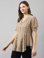 TOOCHKI Womens Regular Fit Shirt (TOOCHKI123-TP_Beige