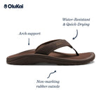 OLUKAI Ohana Men's Beach Sandals, Water Resistant Flip Flops, Arch Support & Comfort Fit, Lightweight & Durable, Enhanced Grip &