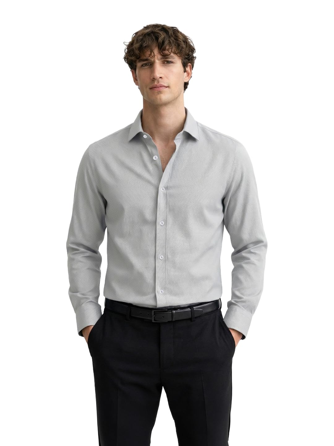 The Indian Garage Co Mens Slim Fit Solid Cutaway Collar Full Sleeves Formal Shirt