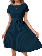 Tagas Women'S Polyester Fit And Flare Knee-Length Dress (Op-3008_Teal_Xs)