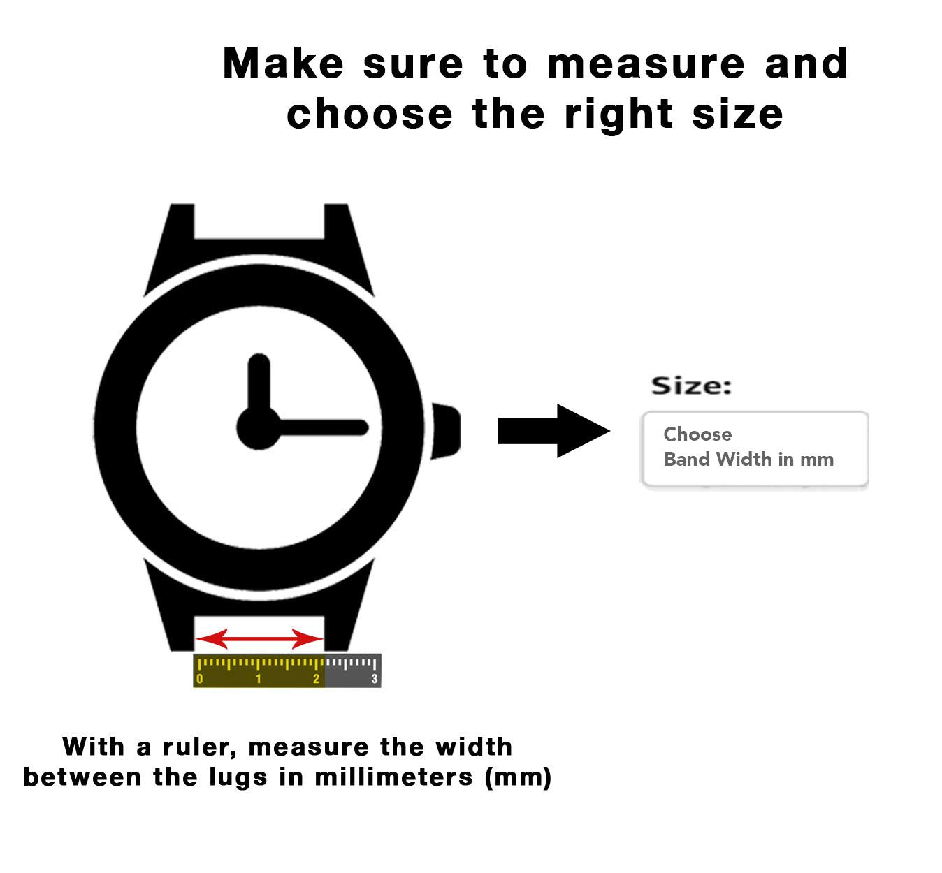 Bandini Extra Long (XL) 26mm Mens Italian Leather Watch Band Strap - Black - Mat Finish - White Stitching