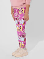 The Souled Store Official Disney: Bowtastic Printed Cotton Leggings for Girls Pink