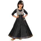 A.T.U.N. (ALL THINGS UBER NICE) Girls Woven Design Gota Jacket Anarkali Gown Black