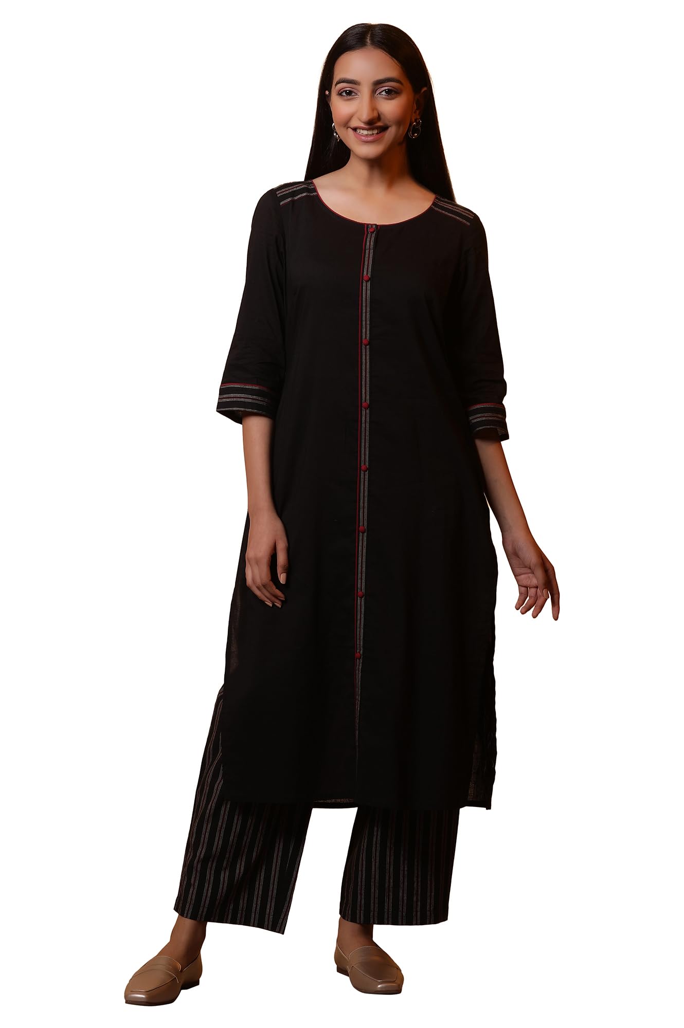 Aurelia Women'S Cotton Kurta Set (24Feas14828_Black