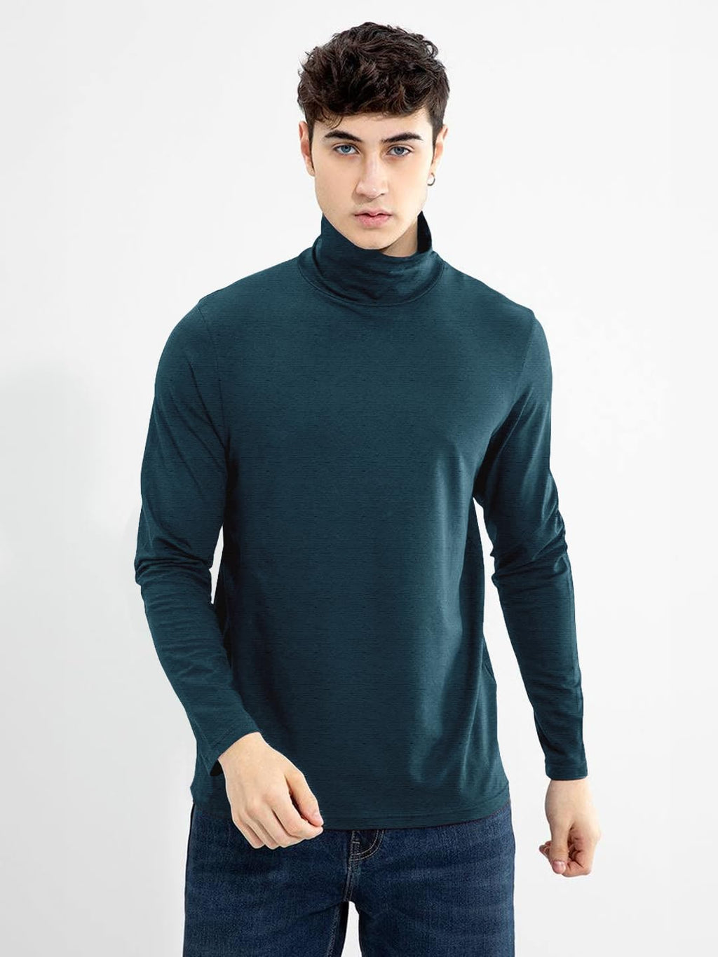 Noble Monk Mens Round Neck Printed T-Shirt |Drop Shoulder Oversized Tshirt | Loose Fit Tshirt For Men Teal Melange