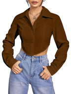 Greciilooks WomenS Regular Fit Western Shirt (Gl-W1915_Brown
