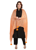 Fabme Shimmer Embellished Soft Cotton Dupatta - Orange