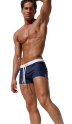 TONLEN Mens Swimwear Short Swim Trunks with Zipper Pockets Dark Blue 2 S