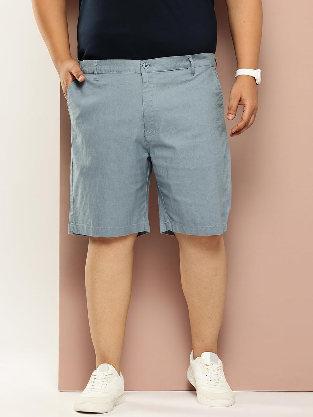 Thomas Scott Mens | Plus Size | Regular Fit | 100% Cotton | Breathable Fabric | Summer Boxer | Shorts for Men(CCBS128_Midblue_4