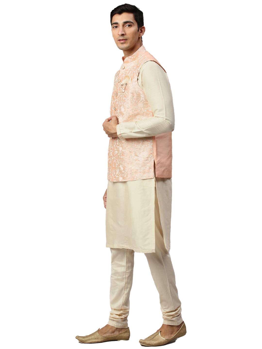 Manyavar Mens Silk Blend Regular Kurta Jacket Set