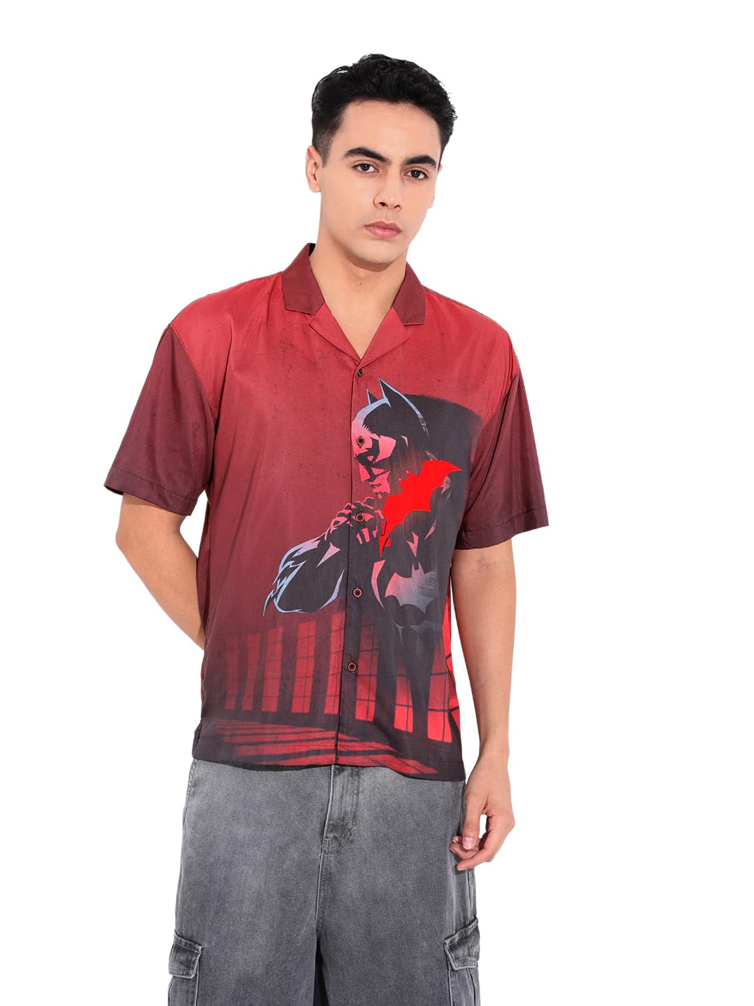 The Indian Garage Co Mens Relaxed Fit Batman Printed Street Sweater