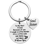iJuqi Soul Sister Keychain Gift for Best Friends - Birthday and Christmas Gifts for Women