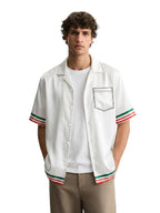 The Indian Garage Co Mens Relaxed Fit Border Print Cuban Collar Half Sleeves Resort Sweater