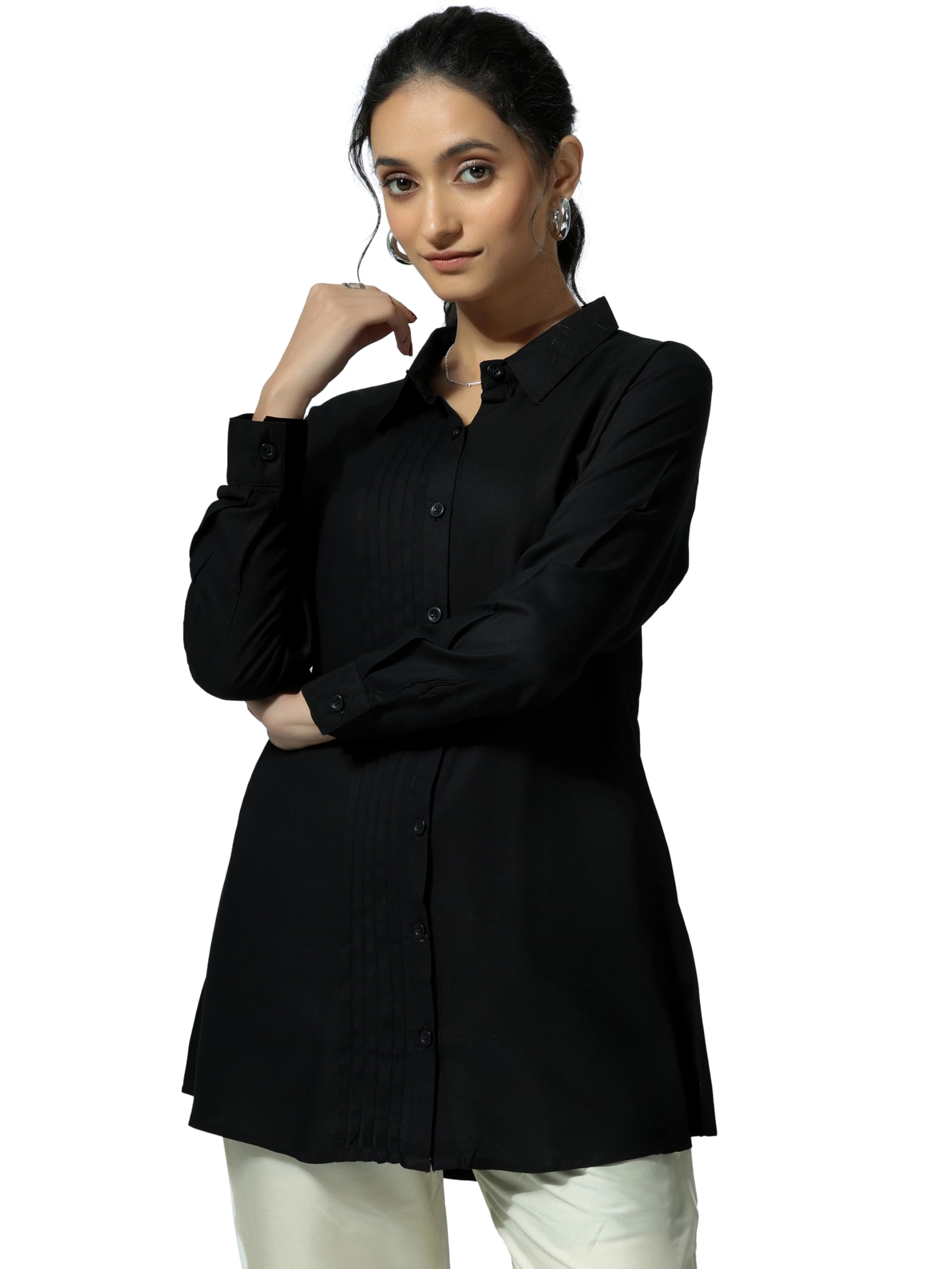 Libas WomenS Solid Regular Tunic Shirt (58197 Black