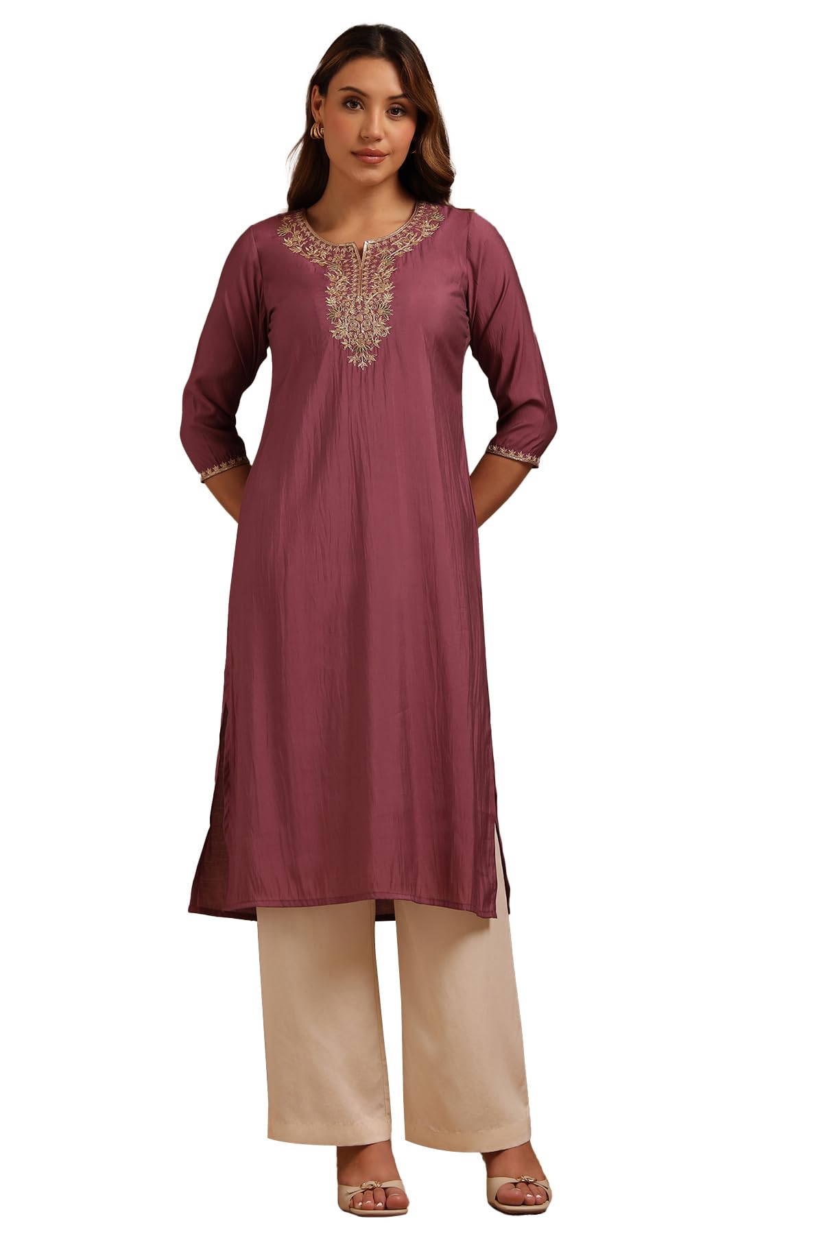 Soch Women Roman Silk Embroidered Regular Kurta