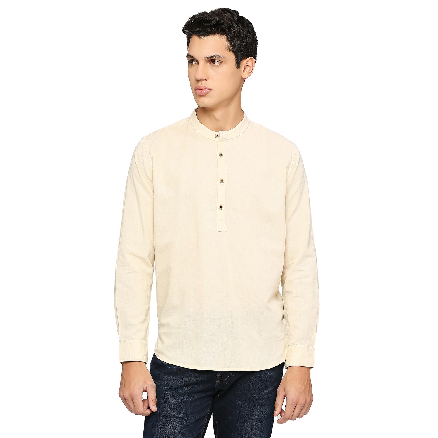 Pepe Jeans MenS Cotton Blend Solid Regular Shirt (Pm308062_Natural_Off White