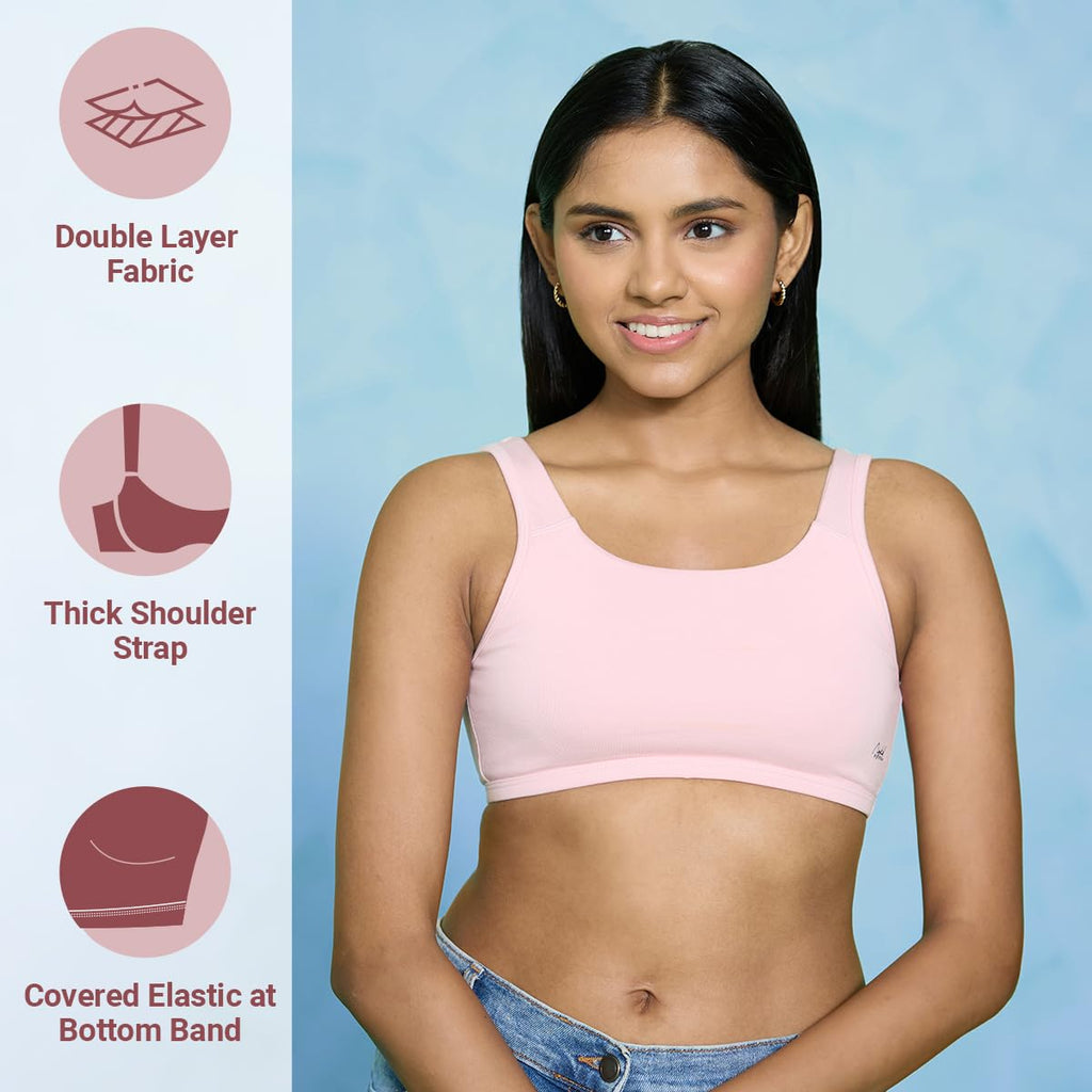 Nykd Everyday Cotton T-Shirt Bra For Women Daily Use, Medium Coverage , Lightweight- Teen Bra For Everyday Use - Bra, Nyb272, Pi