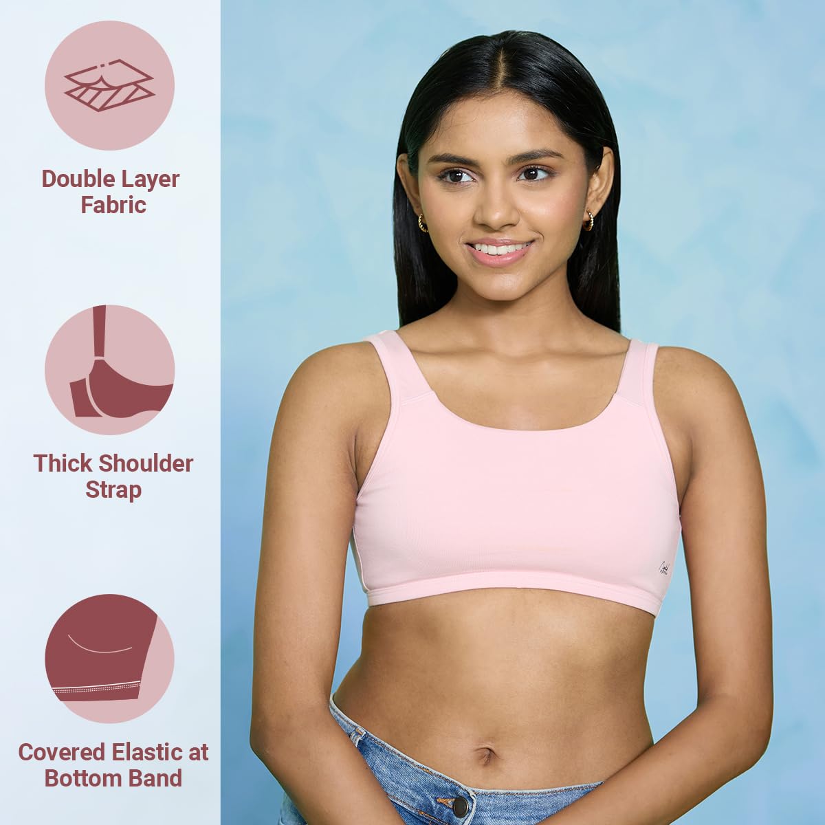 Nykd Everyday Cotton T-Shirt Bra For Women Daily Use, Medium Coverage , Lightweight- Teen Bra For Everyday Use - Bra, Nyb272, Pi