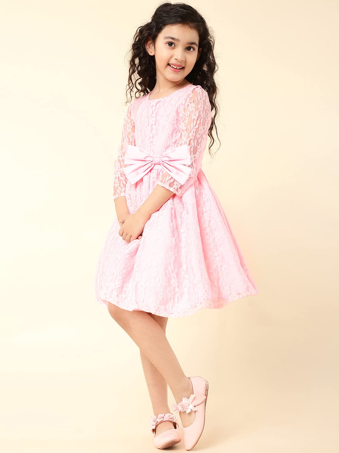 A.T.U.N. Girls Double Bow Dress Baby Pink