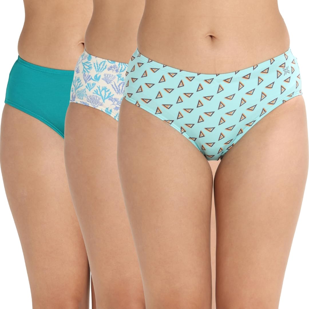 Lavos Women Bamboo Cotton AntiBacterial Hipster Panty, Mid Waist Briefs With Full Back Coverage, Soft Elastic Waistband For Dai