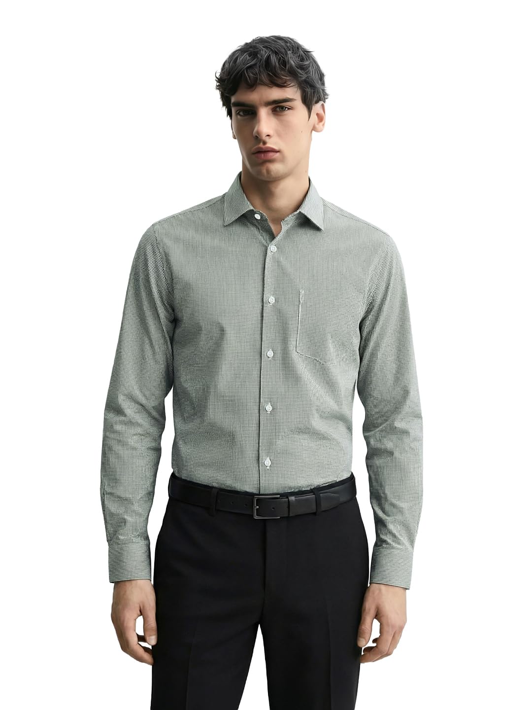 The Indian Garage Co Mens Slim Fit Cutaway Collar Long Sleeves Checkered Formal Shirt