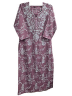 Gosriki Women'S Cotton Blend Straight Chikankari Embroidered Kurta (Sutlej-Peach-Grt-Gs_M_Peach_Medium)