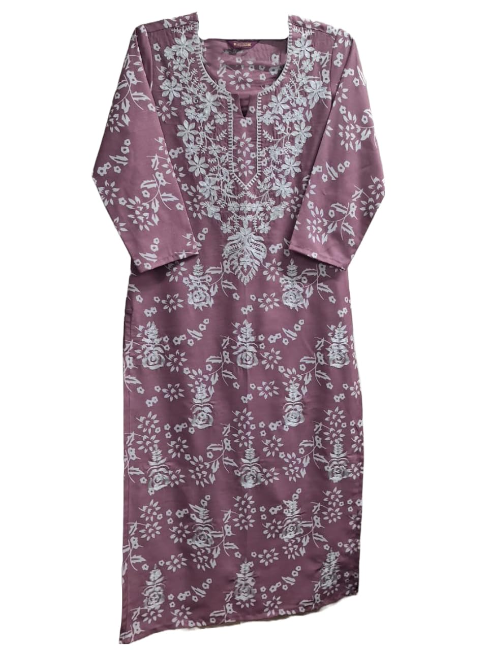 Gosriki Women'S Cotton Blend Straight Chikankari Embroidered Kurta (Sutlej-Peach-Grt-Gs_M_Peach_Medium)