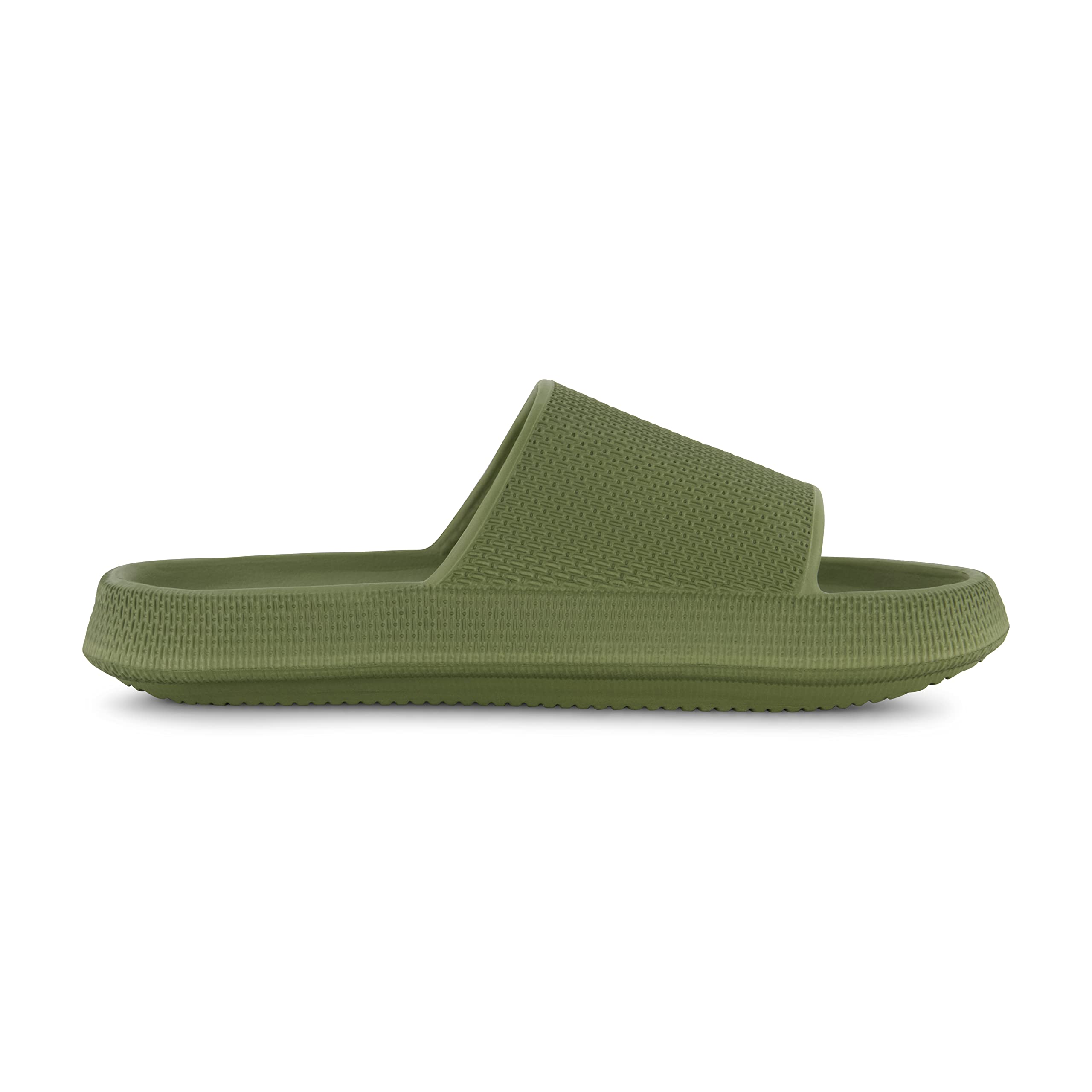 CUSHIONAIRE Men's Feather pool slide with +Comfort, Green 11