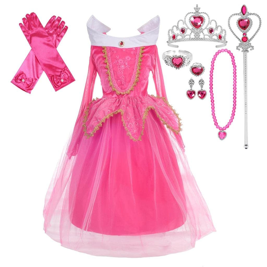 Dressy Daisy Girls Sleeping Princess Dress Up Costume with Accessories Birthday Halloween Christmas Fancy Party Outfit Size 6X-8