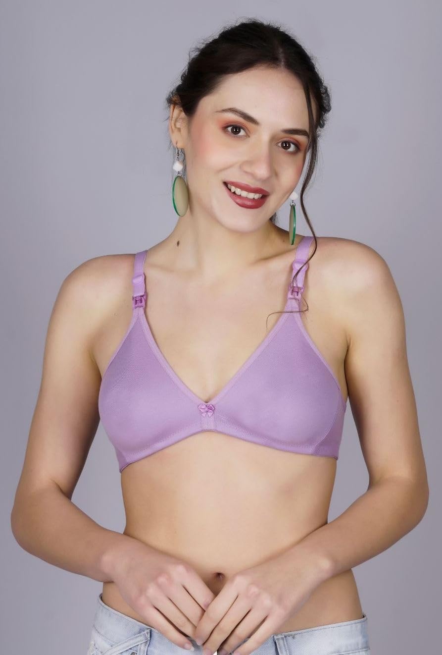 Fabme WomenS Cotton Seamless Nursing Bra (Br0219_Lavender_38)