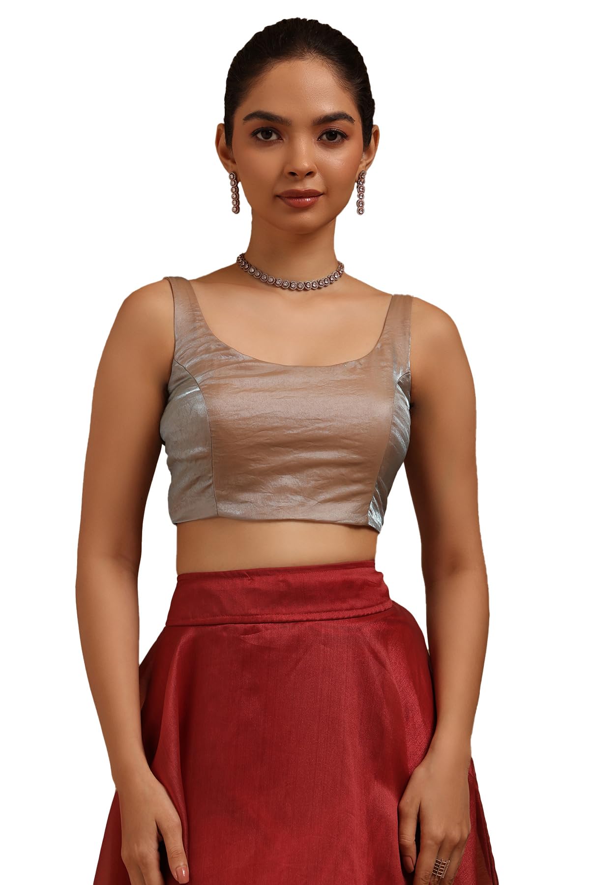 Soch Women Glass Tissue Solid Padded Blouse
