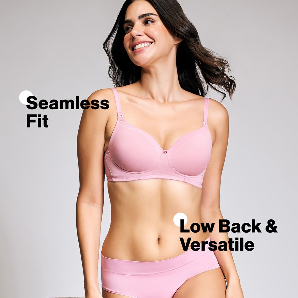 Nykd By Nykaa Iconic Low Back Party Bra For Women, Medium Coverage, Wired, Lightweight With Adjustable Straps - Nyb252, Blush, 3