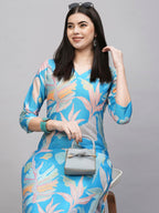 ANNI DESIGNER Ladies Cotton Blend Kurta with Trousers, multi-coloured, XL
