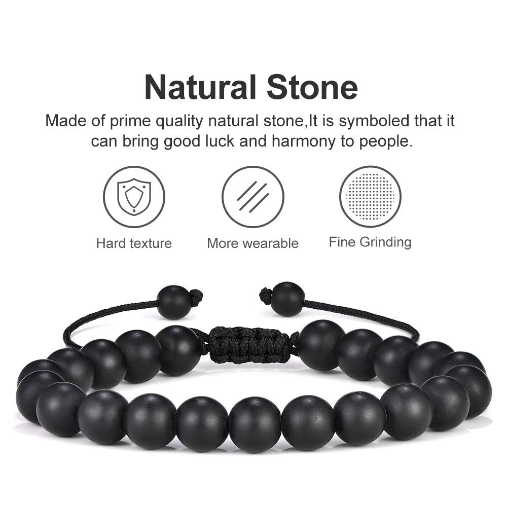 Dad Christmas Gifts Mens,Women Bracelet, Natural Black Lava Rock Stone Anxiety, Adjustable Aromatherapy Essential Oil Diffuser H