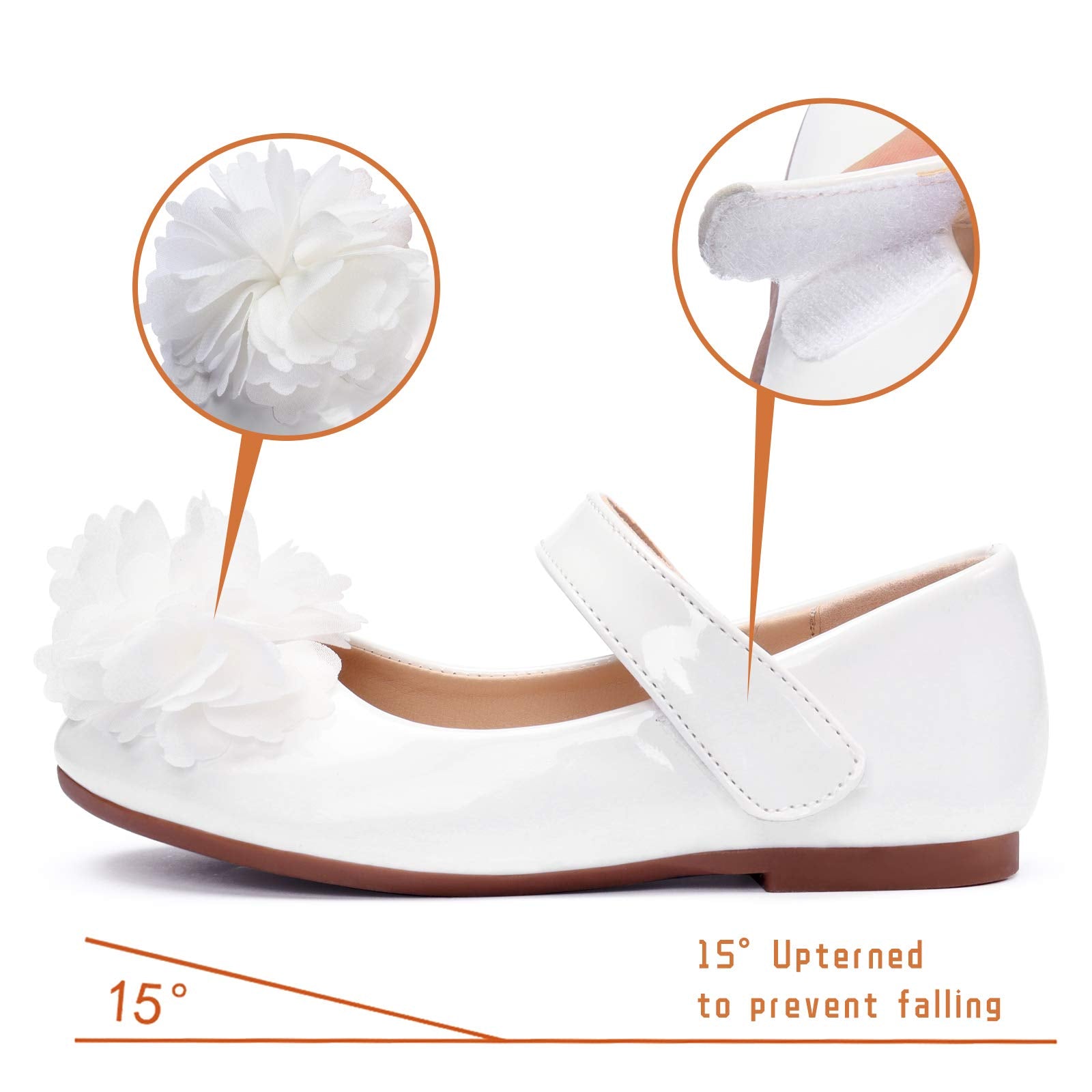 ADAMUMU Toddler Dress Shoes Flower Girl Shoes for Weeding Cute Toddler Mary Jane Shoes Lace Flore Ballet Flat for Walking,Jumpin