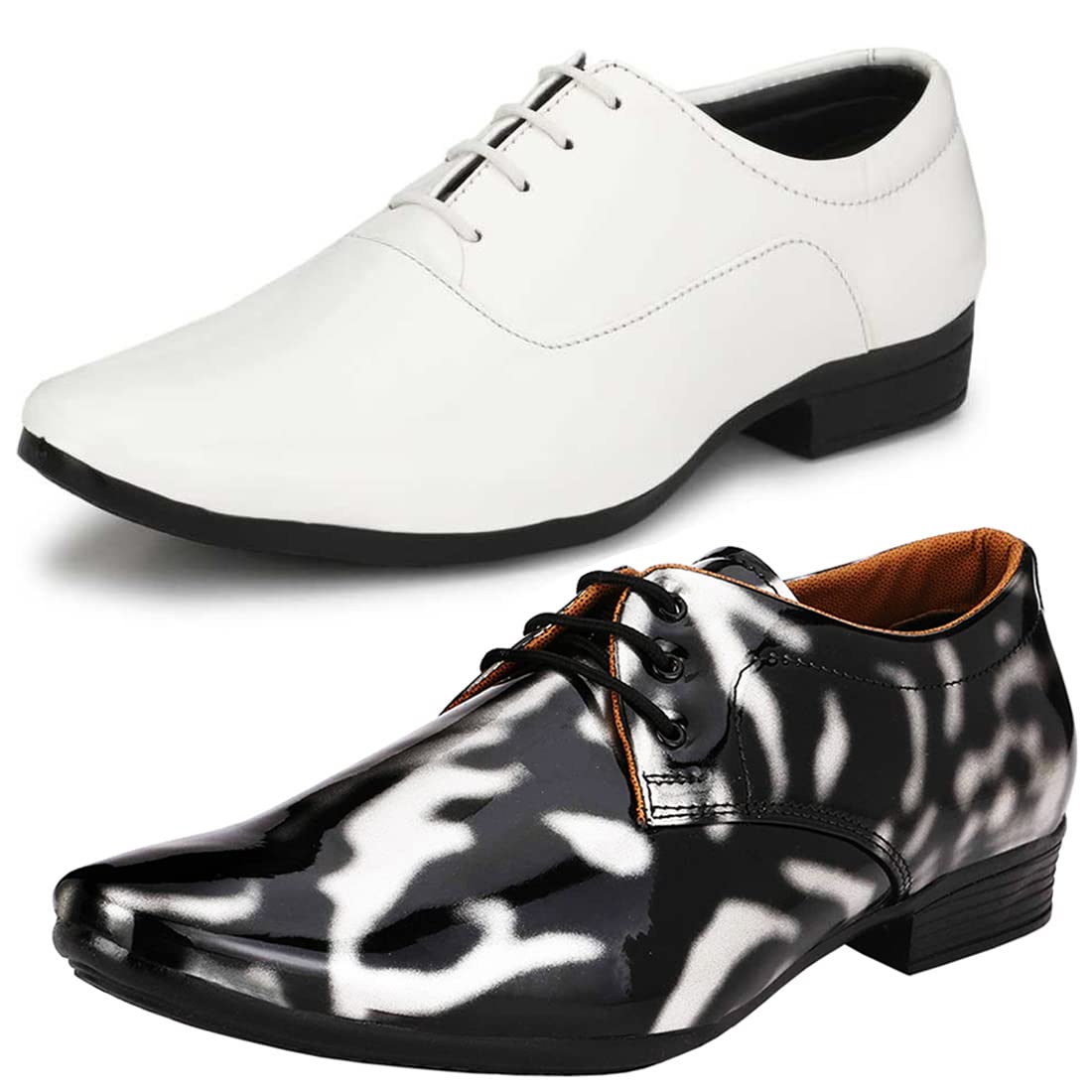 Trendy Formal Shoes/Party Shoes/ 2 Shoes Combo with Free Belt for Men and Boys (BAZAAR7851_VTR01BlkSlvr006Wht1Blk) Multicol 6