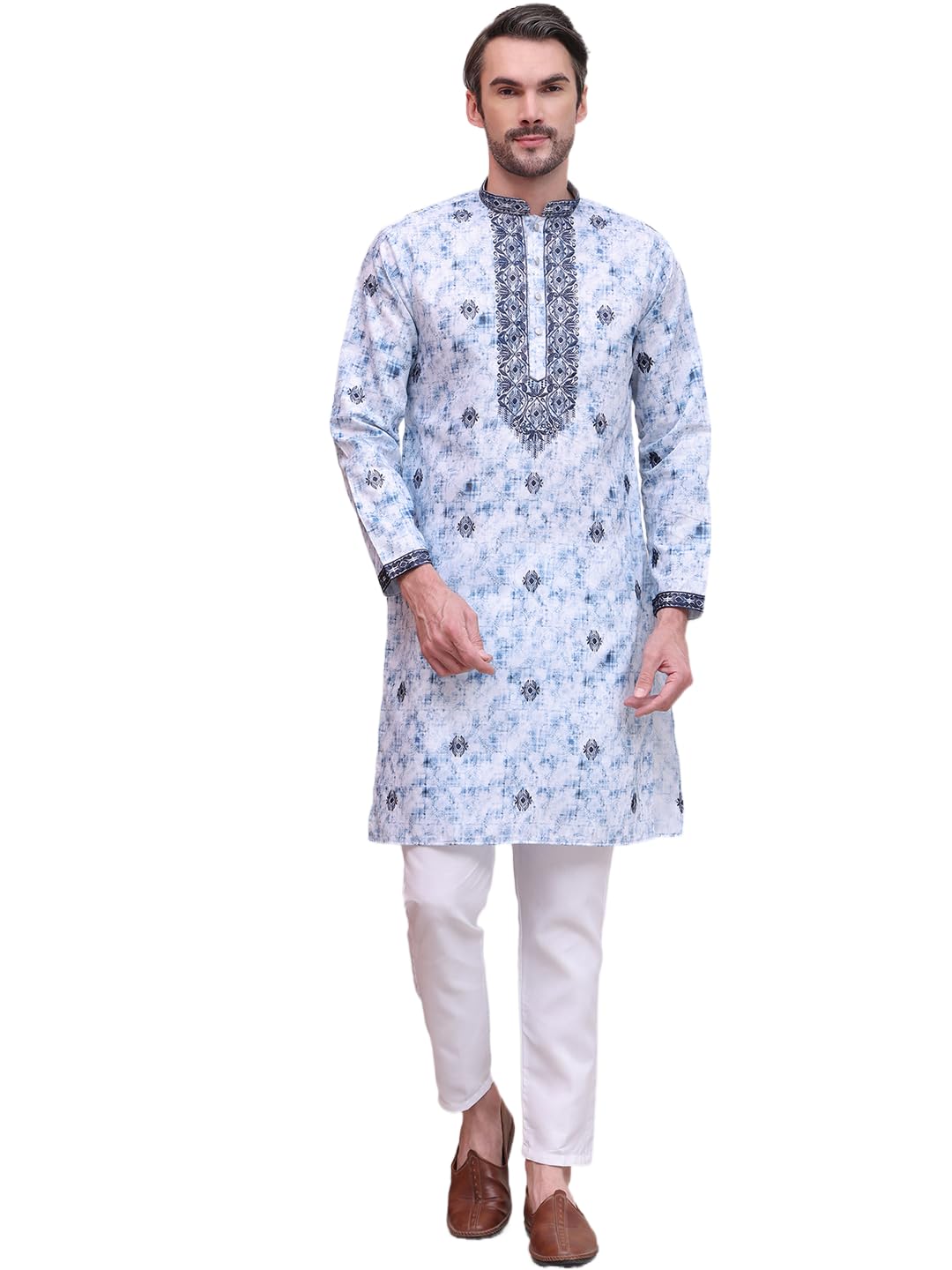 Jompers Mens Paisley Cotton Blend Kurta Pyjama Set