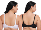 Fabme WomenS Cotton Wire Free Casual Nursing Bra (Pack Of 2) (Po2-Br_14_White, Black