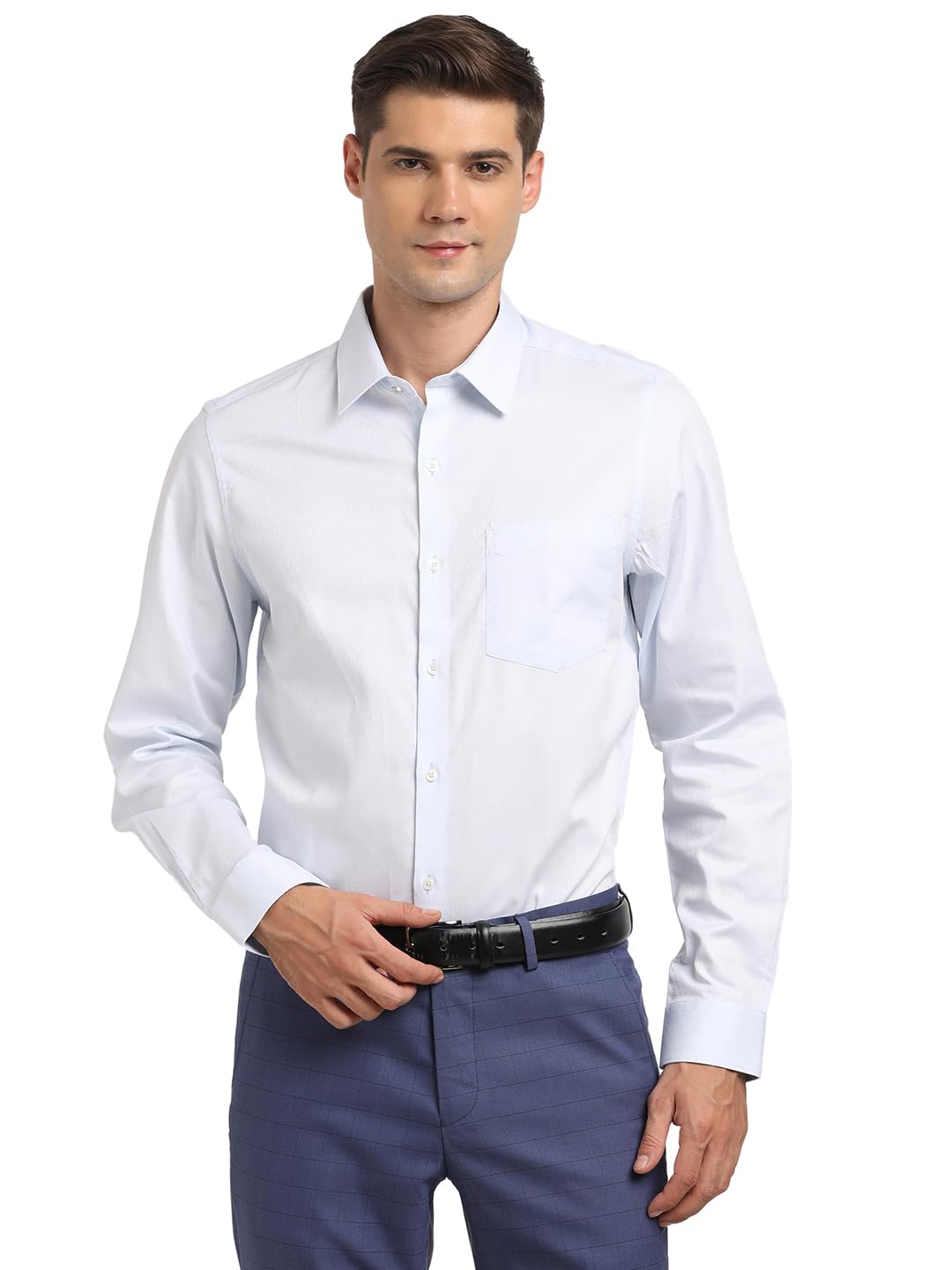 Turtle Men Giza Cotton Slim Fit White Self Design Full Sleeve Party Shirt