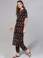 Idalia Printed Straight Cotton Kurta With Pant Set - Ethnic Kurta Set For Women, Great For Wedding & Festive Occasions, Calf Len