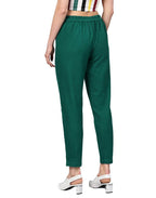 Digital Shopee Regular Fit Elastic Waist Ankle Length Cotton Casual Trouser With Two Side Pockets For Women Green