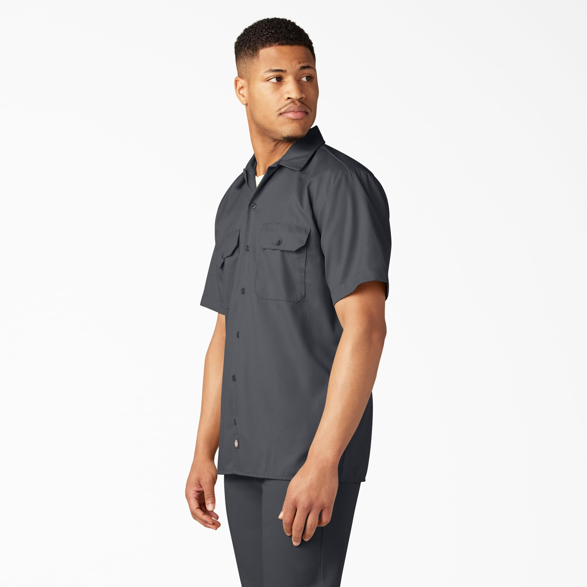 Unisex Short-Sleeve Work Shirt - BLAcK - S(D0102H7MFIP)