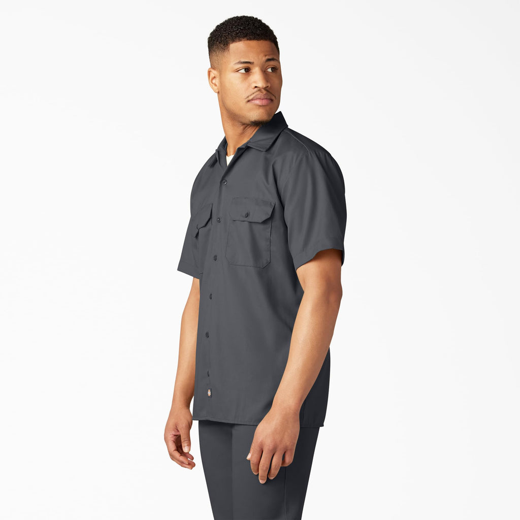 Unisex Short-Sleeve Work Shirt - BLAcK - S(D0102H7MF2X)