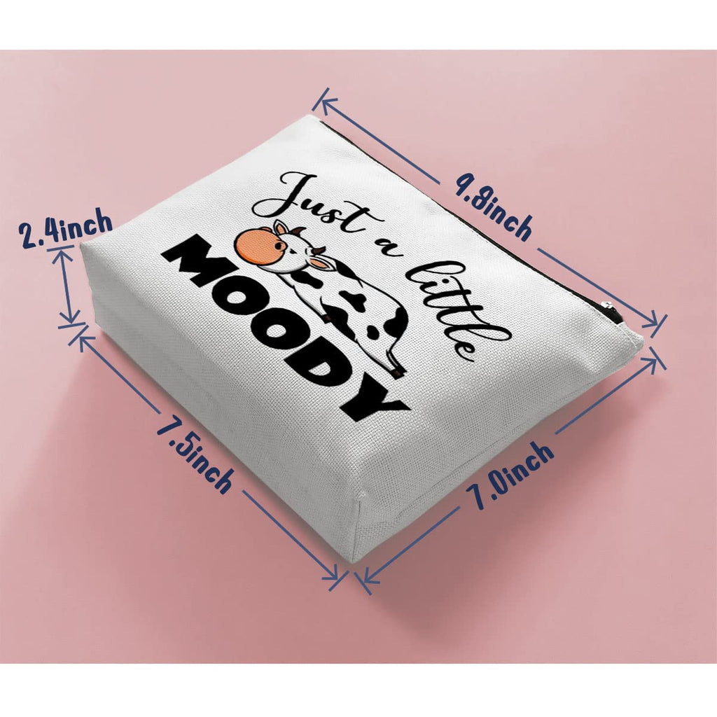 BiuNiuring Cow Gifts for Cow Lovers, Cow Gifts for Women, Cow Accessories Cosmetic Bag, Cow Makeup Bag, Who Loves Moody Cosmetic